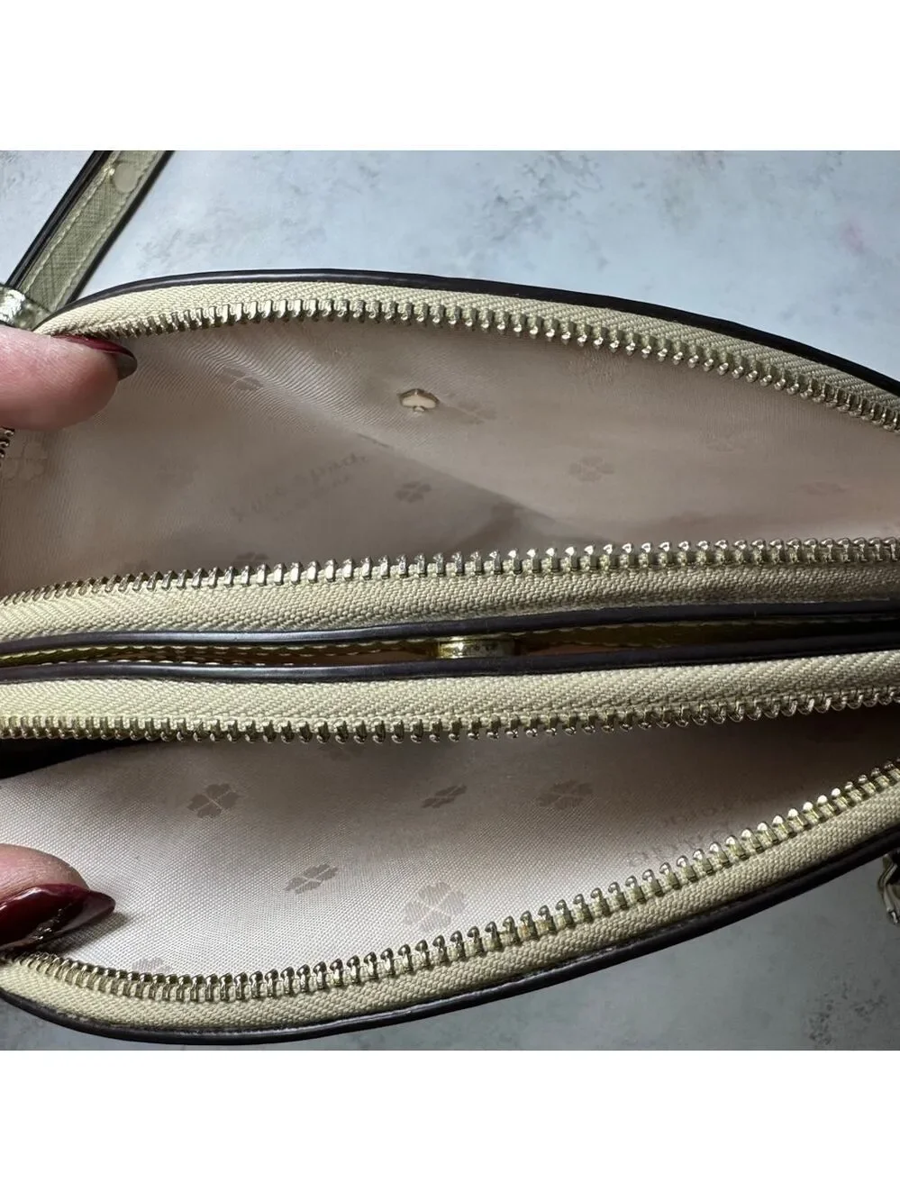 Kate Spade Spencer Metallic Double Zip Crossbody Bag Gold
